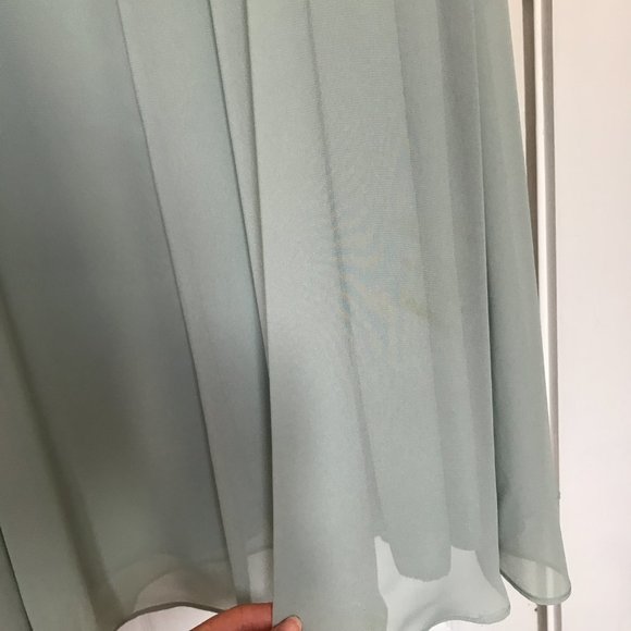 Davids Bridal cowl neck chiffon bridesmaid dress with slit - Picture 9 of 14